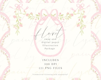 Floret Set - Digital Watercolor Illustration Package - Perfect for Wedding Invitation, Baby Shower, Bachelorette Party, Birthday Invitation