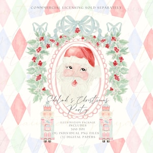 Paquete de ilustración digital en acuarela para la fiesta de Navidad de Shiloh
