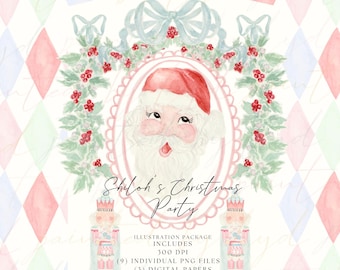 Shiloh's Christmas Party- Digital Watercolor Illustration Package