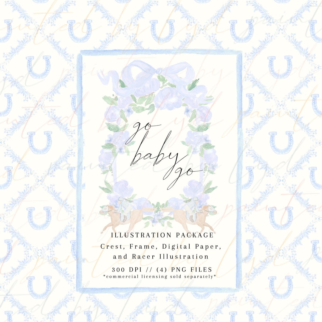 Go Baby Go Kentucky Derby Digital Watercolor Illustration Package Etsy