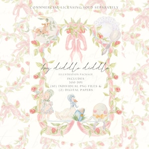 Hey Diddle Diddle - Digital Watercolor Illustration Package
