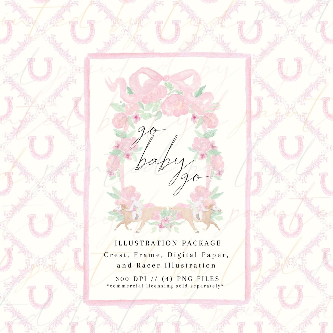 Go Baby Go Kentucky Derby Digital Watercolor Illustration Package Etsy