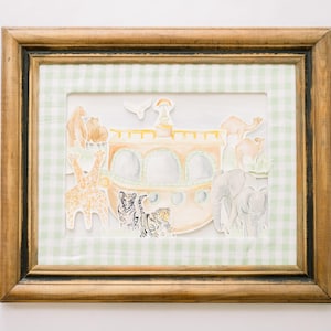 Two By Two Watercolor Painting Art - Noah&#39;s Ark Childrens&#39; Nursery Original Artwork
