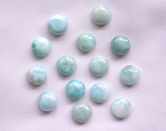 Cabujones de larimar de 8,50 quilates, 8 mm, forma redonda, piedra preciosa suelta de larimar, lote de 4 unidades, piedra para joyería n.° C528