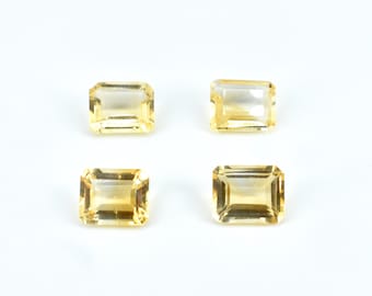 Citrine Gemstone, Citrine Faceted Rectangle Cut Gemstone, 4 Pcs Parcel , Citrine Cut Stone 11x9 mm , Loose Citrine Gemstones, GL#224
