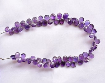 BL60JJE70 Amethyst Pear Shape Faceted Beads Sold By Strand 7 Natural Amethyst Pear Shape Briolettes 4.50x6.50-5x7 mm