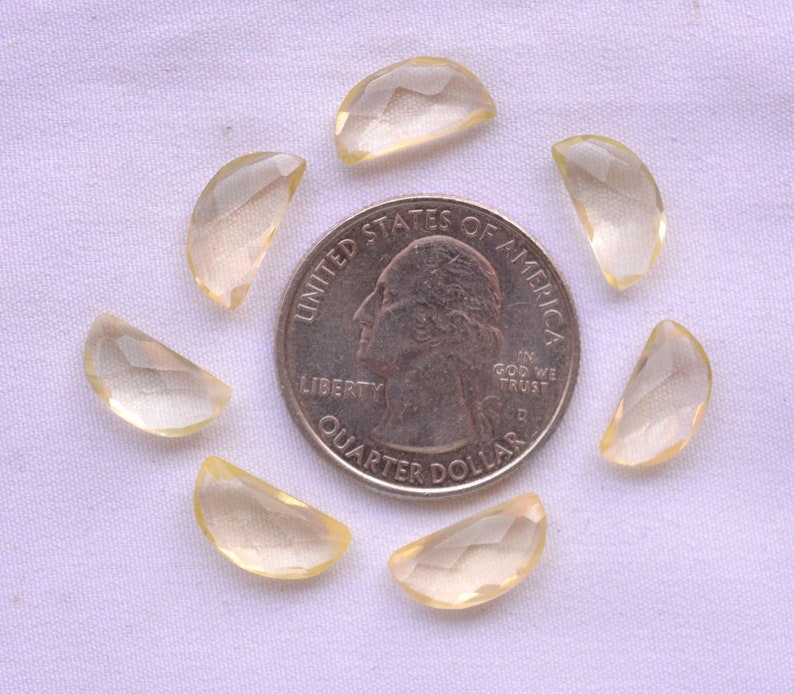 Lemon Quartz Gemstone Quartz Cut Stone 15 Carats Quartz Faceted Fancy Shape Gemstone Gemstone For Jewelry 6.5x13mm 7 Pieces # C 982