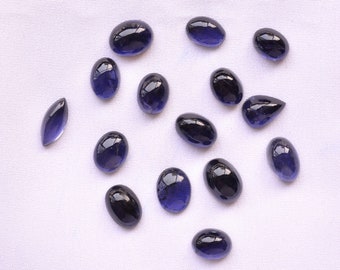 10.50 Carats, Iolite Cabochons, Natural Iolite Mix Shape Cabochon, 7x9mm To 8x11mm, Loose Gemstone, Jewelry Making Stone, 5 Pcs Lot, # C 544