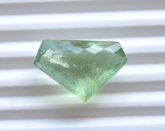 Gema de fluorita de 27,50 quilates, 16,5 x 25 mm, fluorita verde facetada em formato fantasia, pedra de fluorita lapidada, 1 peça, gema solta nº C 700