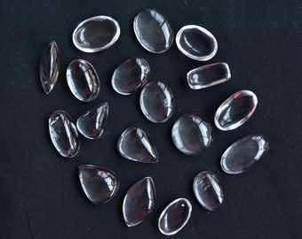 Wholesale Lot, Natural Crystal Cabochons, Loose Gemstone, Crystal Quartz Mix Shape Cabochon, 16x22mm To 17x27mm, Any 5 Pieces, # C 1081