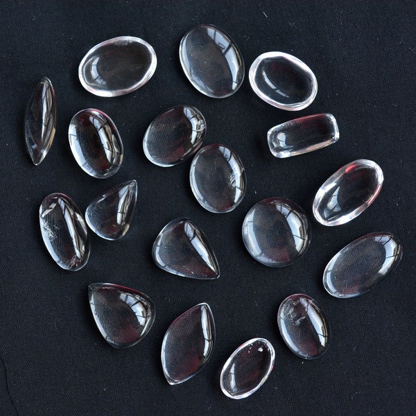 Wholesale Lot, Natural Crystal Cabochons, Loose Gemstone, Crystal Quartz Mix Shape Cabochon, 16x22mm To 17x27mm, Any 5 Pieces, # C 1081