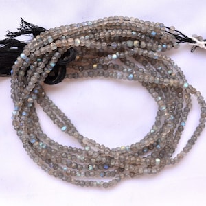 3.5mm, Labradorite Gemstone Rondelle Beads, Natural Black Rainbow Faceted Rondelle Beads, Gemstone For Jewelry, 13 Inches Strand # BD 252