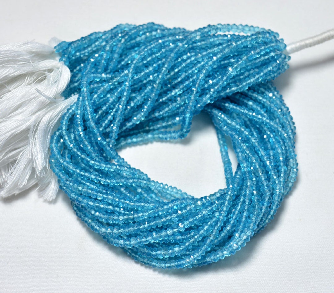 Collier En Perles De Topaze London Blue Rondelles Lisses 7-10mm - 15 Pouces, Argent 925
