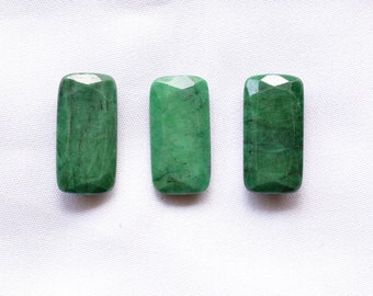 1 Piece, Emerald Gemstone, Natural Emerald Faceted Rectangle Shape Gemstone, 10x20 mm, Loose Emerald Gemstone, Gemstone For Jewelry # C 187