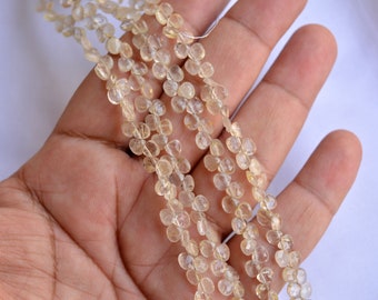 Golden Rutile Heart Shape Beads, 5mm, Rutile Quartz Gemstone Faceted Heart Shape Beads, Briolette Beads For Jewelry, 3 Inches # BD 370