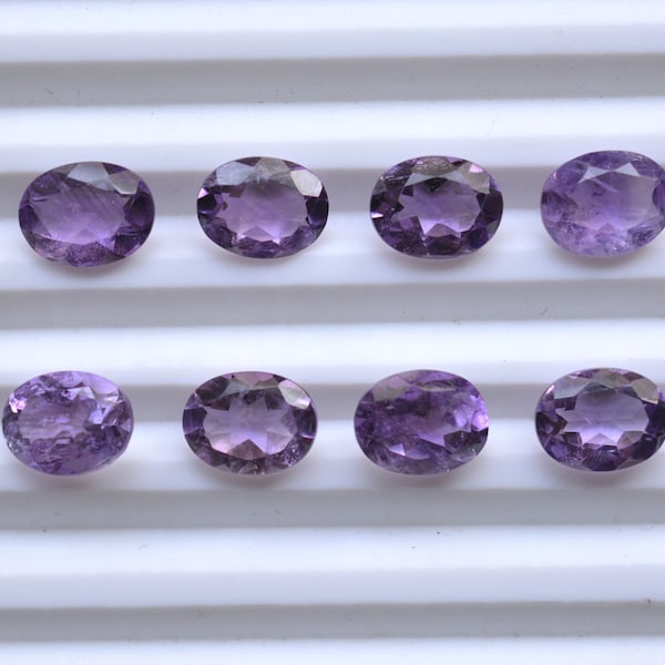 Amethyst Gemstone, 3.40 Carats, Loose Amethyst Gemstone, Amethyst Faceted Oval Shape Gemstone, 7x9mm, Amethyst Cut Stone, 2 Pieces # C 596