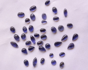 Wholesale Lot, 10 Pieces, Natural Iolite Cabochons, 5 Carats, Iolite Mix Shape Cabochon, 5mm To 5x8mm, Iolite Loose Gemstone, # C 540