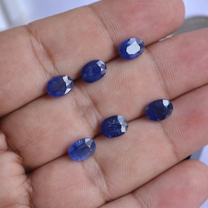 Blue Sapphire Gemstone, 8.50 Carats, Natural Sapphire Faceted Oval Shape Gemstone, Faceted Sapphire, 6x8mm, 5 Pieces Lot # C 987