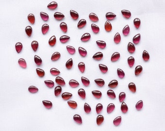 Cabujones de granate, cabujones de granate en forma de pera, piedras preciosas sueltas, cabujones de granate, piedras preciosas de granate para joyería, 4 x 6 mm, n.° C 391