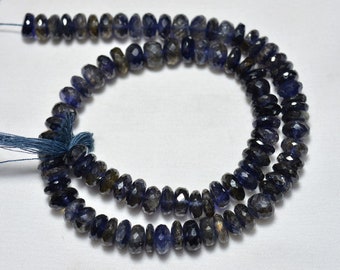 Iolite Rondelle Beads, Iolite Faceted Rondelle Beads, 7mm Iolite Rondelle Beads, Beads For Necklace, 9 Inches Strand # BD 95