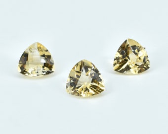 Citrine Gemstone, Citrine Faceted Trillion Cut Gemstone, Citrine Pair, Citrine Checkered Cut Stone 13 mm , Loose Citrine Gemstones, GL#233
