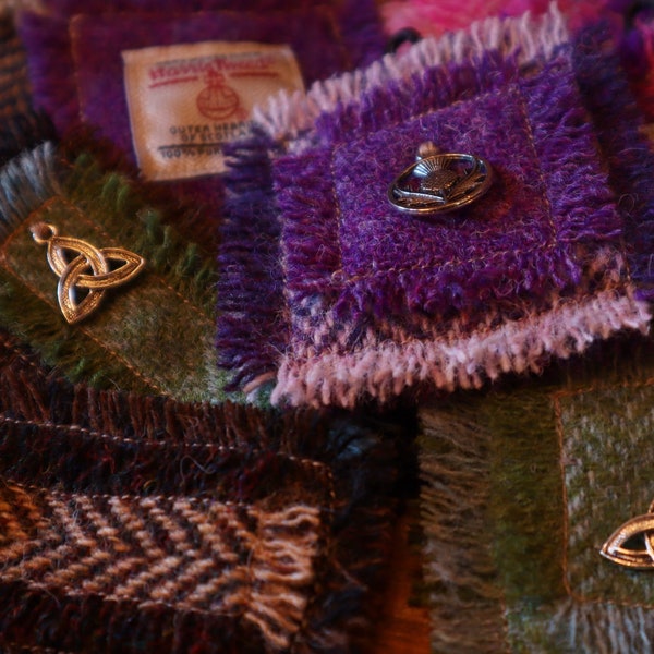 Harris Tweed keychains - keyrings with Celtic symbols