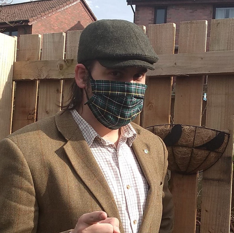 Tartan Face Mask Handmade Scottish Style Face Month Double Etsy