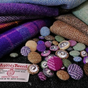 Harris Tweed buttons, 100% Pure Scottish wool 3 size (2pk)