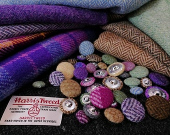 Harris Tweed buttons, 100% Pure Scottish wool 3 size (2pk)