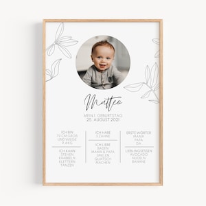 Meilensteintafel 1. Geburtstag Junge Mädchen | Meilenstein Baby Poster Geschenk zum ersten Geburtstag Bild Babyzimmer Deko Geburtstagsposter
