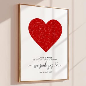 Sternenhimmel Verlobungsgeschenk Hochzeit Geschenk Brautpaar Hochzeitsgeschenk personalisiert Verlobung Geschenk We said yes Poster Herz