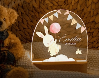 Nachtlicht personalisiert Ostern Geschenk Kinder Nachttischlampe Kinderzimmer Babygeschenk Geburt Taufe Geschenk Acryl Lampe mit Namen Hase