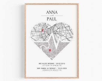 Anniversary gift for him Personalized city map gift for husband partner gift I love you couple gifts for him coordinates