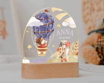 Night light personalized girl princess children's room baby gift baptism gift baptism gift wooden acrylic lamp with name children's lamp