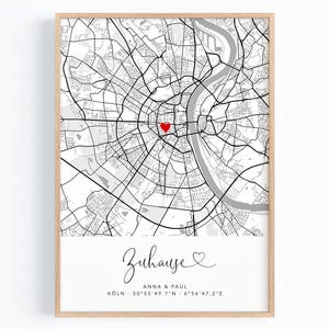 Koordinaten Bild Zuhause | Einzugsgeschenk Wohnung Haus Poster mit Rahmen