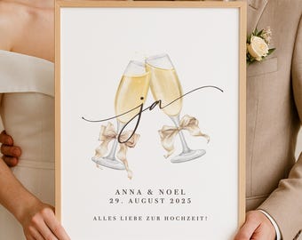 Hochzeitsgeschenk Hochzeit Geschenk Brautpaar Ja Bild personalisiert Hochzeitsbild mit Namen Datum Alles Liebe zur Hochzeit Geschenk