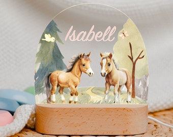 Regalo de caballo para niñas luz nocturna acrílica lámparas de noche individuales con nombre regalo de nacimiento regalo de bebé regalo de bautismo regalo de Navidad