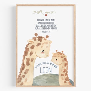 Taufe personalisiert Taufgeschenk Baby Junge Mädchen Bild Giraffe