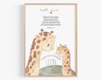 Baptism personalized baptism gift baby boy girl picture giraffe