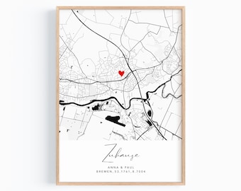 Housewarming gift for an apartment or house | Coordinates picture of your home | Gift for moving in Valentine's Day, house building, wedding, topping-out ceremony | Pictures of the living room
