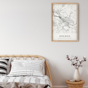 Deine Stadt Bild Stadtplan personalisiert Koordinaten Poster Stadtkarte Bilder Wohnzimmer Küche Schlafzimmer Schwarz Weiß Bild 8