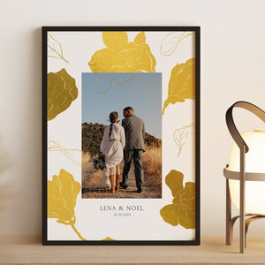 Gift anniversary for him her photo gift wedding engagement wedding anniversary poster with picture frame image 5