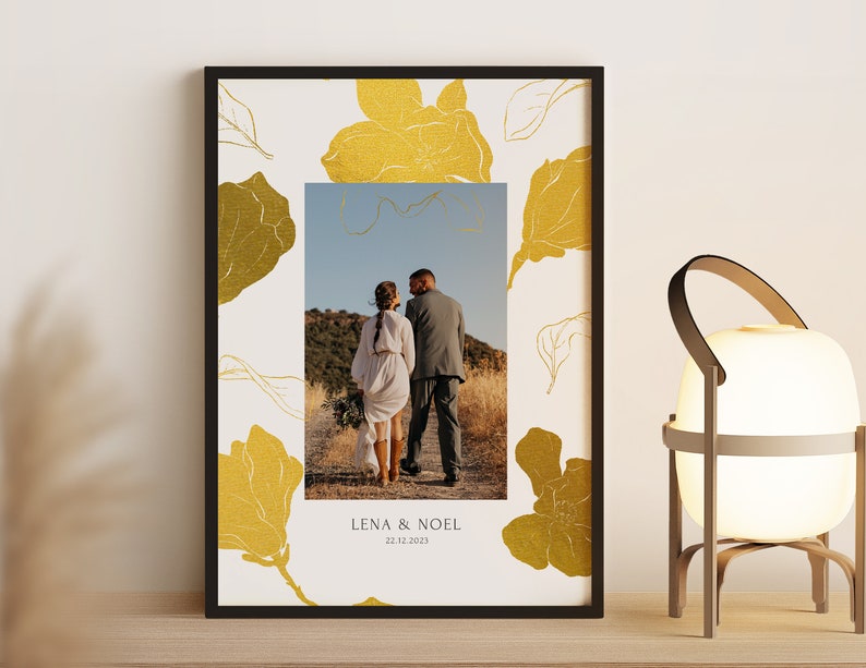 Gift anniversary for him her photo gift wedding engagement wedding anniversary poster with picture frame image 5