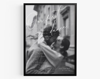 Jahrestag Geschenk für ihn Song Poster Geschenk Bräutigam Bilderrahmen Musik Bild Hochzeitslied Paar Geschenk personalisiert Our first dance