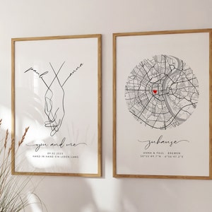 Hochzeitsgeschenk personalisiert mit Namen Datum Hochzeitsbild Hand in Hand Brautpaar Jahrestag Valentinstag Hochzeitstag JGA Bild 10