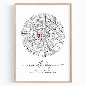 Wo alles begann Koordinaten Bild | Hochzeitsgeschenk personalisiert | Geschenk Hochzeit Jahrestag Verlobung Hochzeitstag