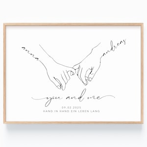 Hochzeitsgeschenk Hand in Hand Bild Hochzeit Geschenk für das Brautpaar Standesamt Geschenk Hochzeitstag Jahrestag Verlobungsgeschenk