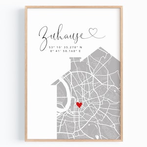Einzugsgeschenk Haus Wohnung | Koordinaten Bild | Personalisiertes Zuhause Poster | Erste Wohnung