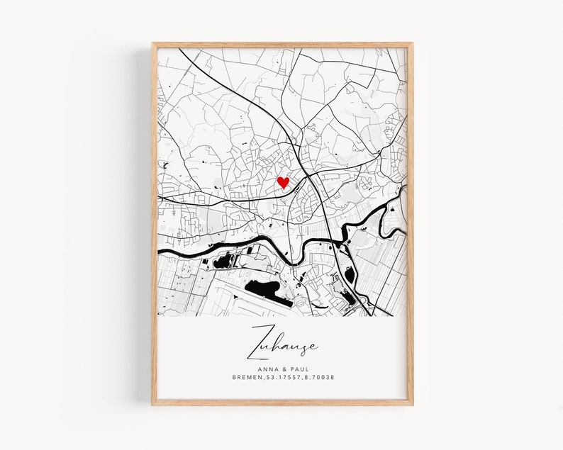 Housewarming gift for apartment, house Coordinates picture of home Gift for moving in, Valentine's Day, house building, wedding, topping out ceremony Pictures of living room image 1