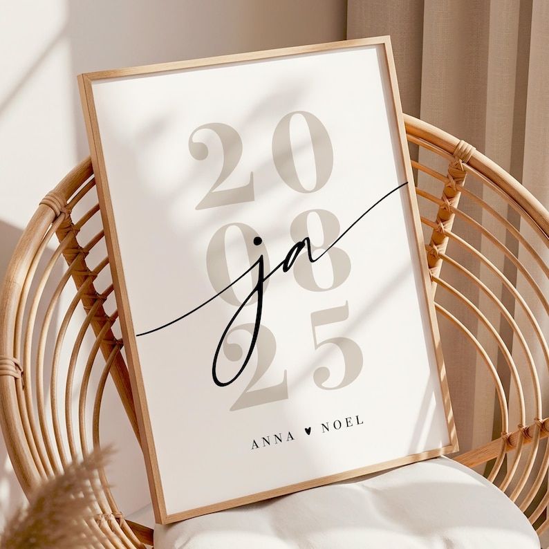 Wedding gift picture, wedding gift for the bride and groom - personalized wedding picture frame poster with wedding date image 4